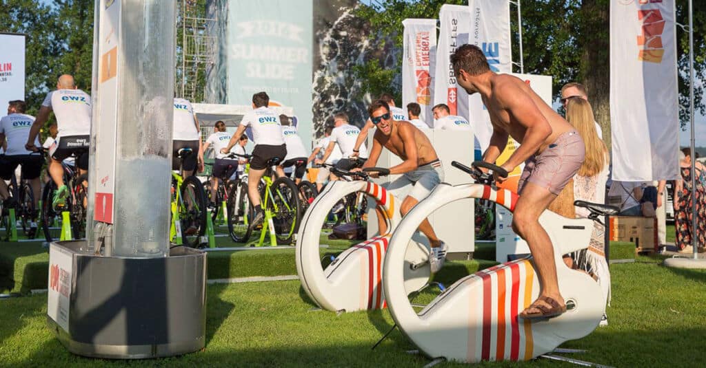 Sportliche Aktivität Messestand